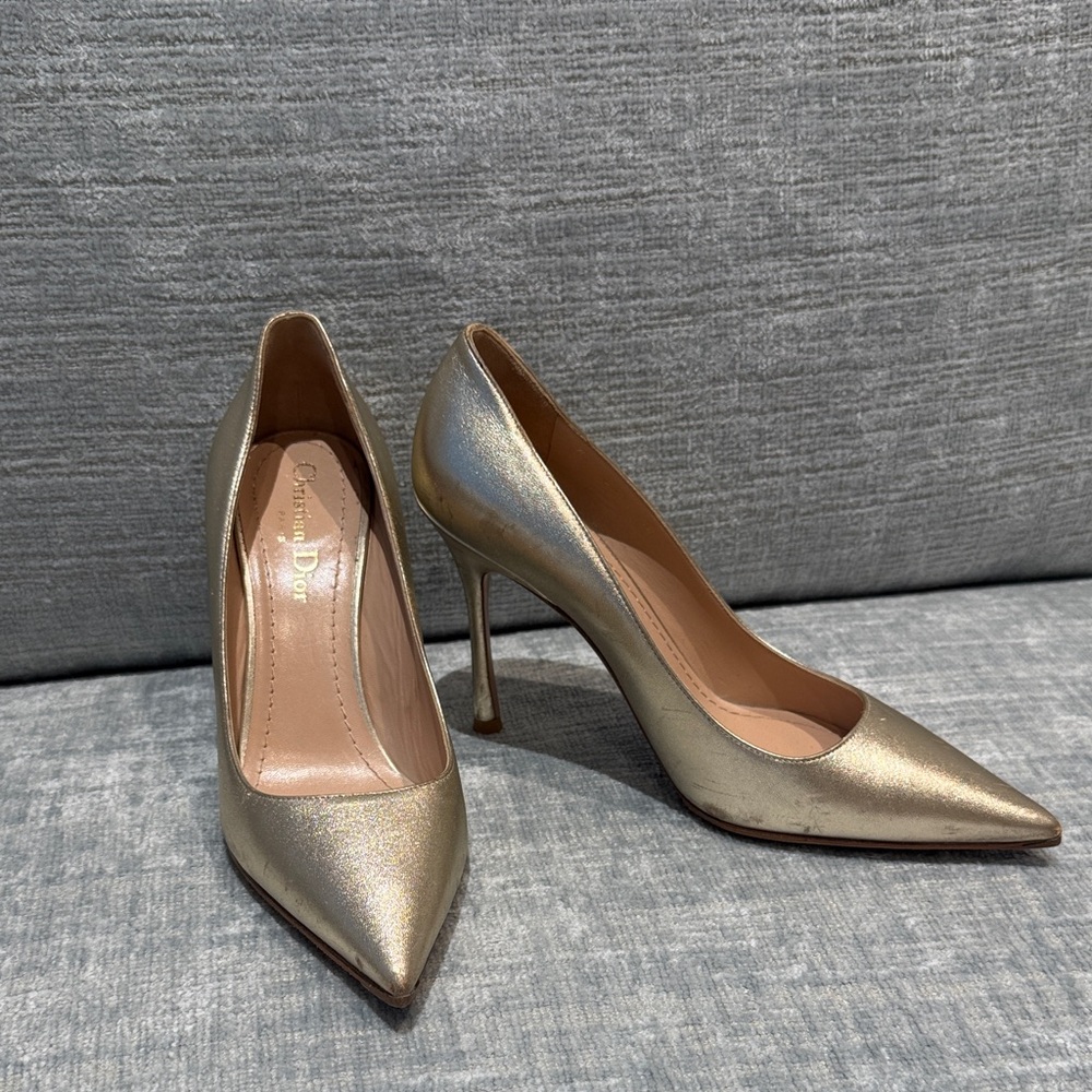 Dior Metallic Gold Stiletto Heels